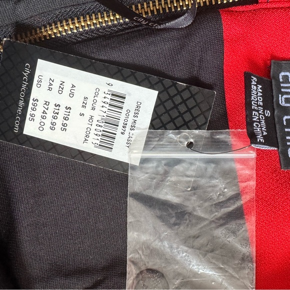 City Chic Red Strapless Peplum Midi Dress with Zip Details - Picture 5 of 5